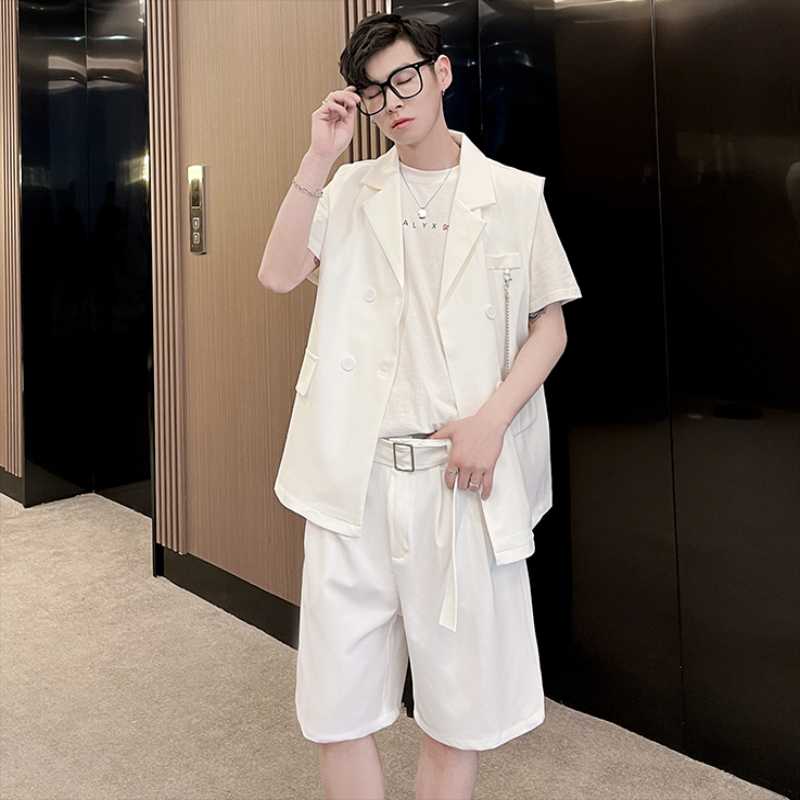 Men' Tracksuits Men' Suit Vest Shorts Two Sets Of Summer Fashion Youth Trend Double Breasted Hair Stylist Casual Loose Large Size Suit, Black
Men' Tracksuits Men' Suit Vest Shorts Two Sets Of Summer Fashion Youth Trend Double Breasted Hair Stylist Casual Loose Large Size Suit, Black