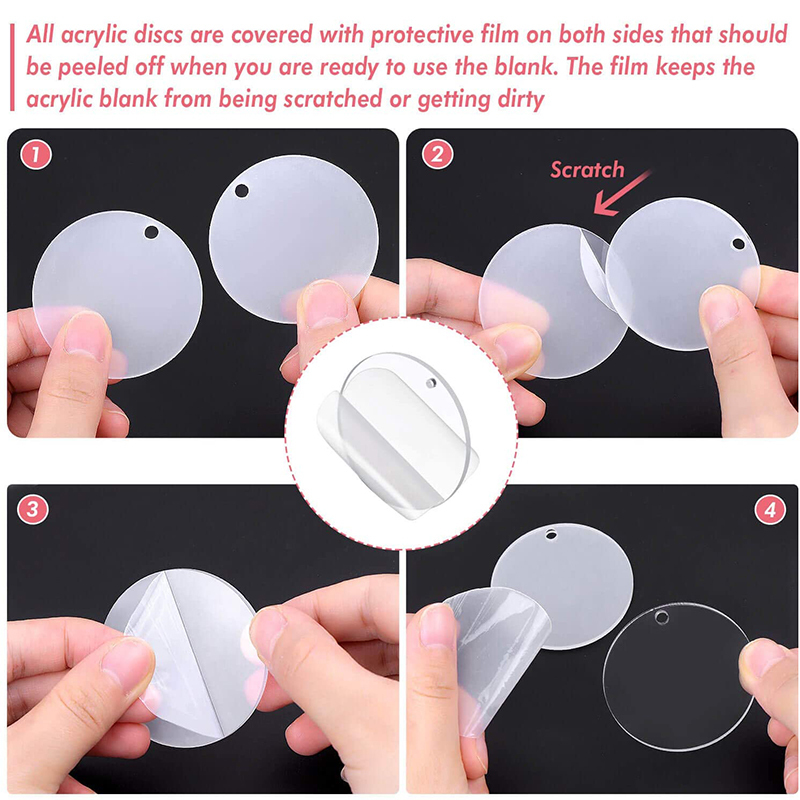 1 set Acrylic Clear Circle Blanks Keychain Tassels Set Acrylic Circle Keyring Tassels Jump Rings For Jewelry DIY Keychains 220516