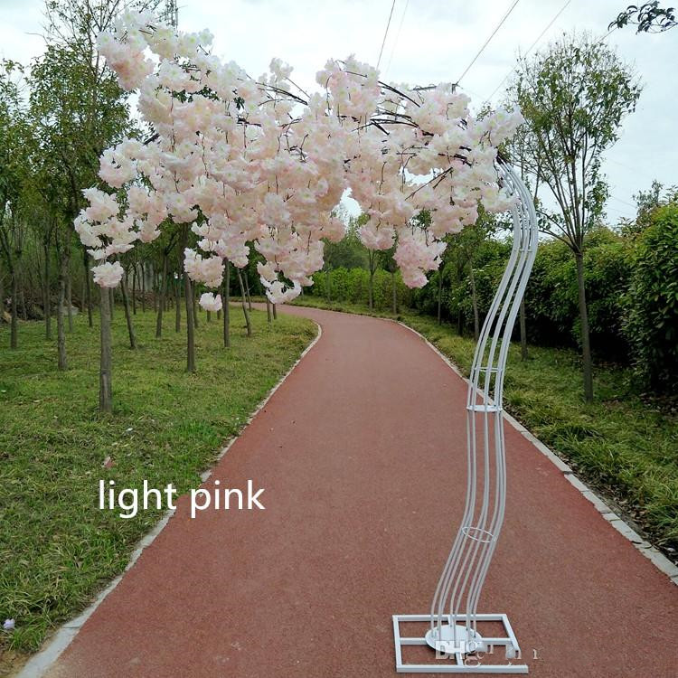 2.6M height silk Artificial Cherry Blossom Tree road lead Simulation Cherry Flower with Iron Arch Frame For Wedding mall party Props
