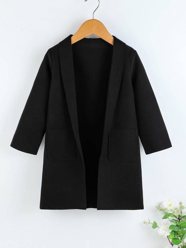Toddler Boys Pocket Patched Open Front Overcoat SHE