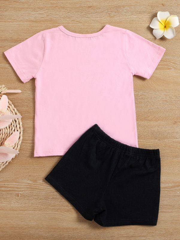 Toddler Girls Heart & Letter Graphic Tee & Shorts SHE