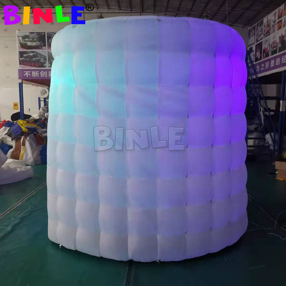 Oval Shape 360 Inflatable Photo Booth Enclosure Backdrop RGB LED Lights Portable Tent for Party Wedding Event 3x2.4m