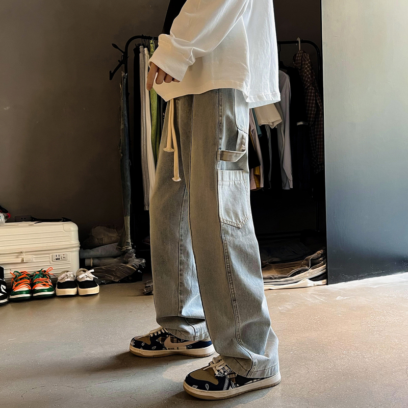 Loose Straight Men Jeans asthetic Man Pants for boy Casual Baggy hip hop Men's Women's jeans Neutral Denim Trousers 220328