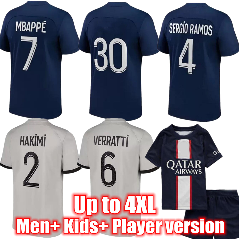 Up to 4XL MBAPPE Soccer Jerseys 22 23 PSGS HAKIMI SERGIO RAMOS VERRATTI VITINHA paris Fan Player version Maillots de football men kids kit shirt, Home fan version
Up to 4XL MBAPPE Soccer Jerseys 22 23 PSGS HAKIMI SERGIO RAMOS VERRATTI VITINHA paris Fan Player version Maillots de football men kids kit shirt, Home fan version