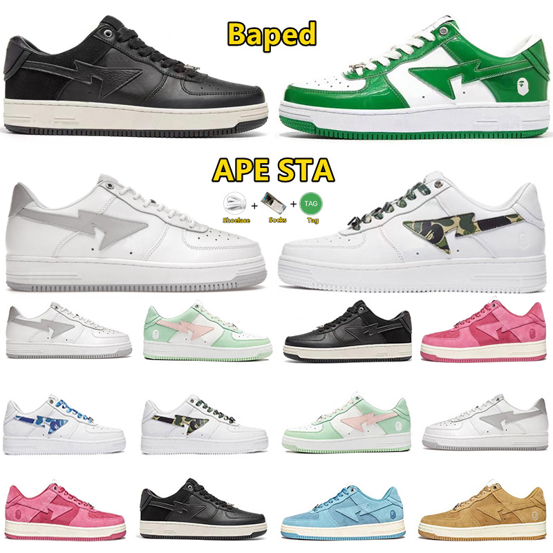 

Bapestas baped Ape Sta SK8 mens women Casual Shoes bapesta Designer camo black white green red orange camouflage trainers sports sneakers Fashion Platform ape shoe, Pay for box