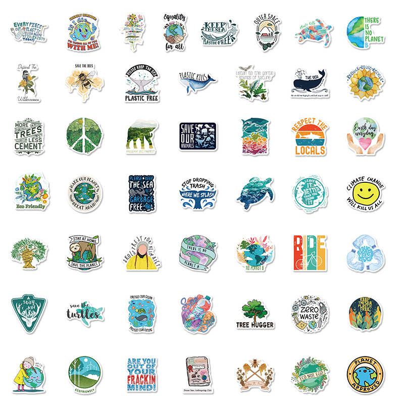 50 Piece Nature green graffiti Sticker Phone Laptop Skateboard Car Stickers Pack for Luggage Guitar Helmet Sticker