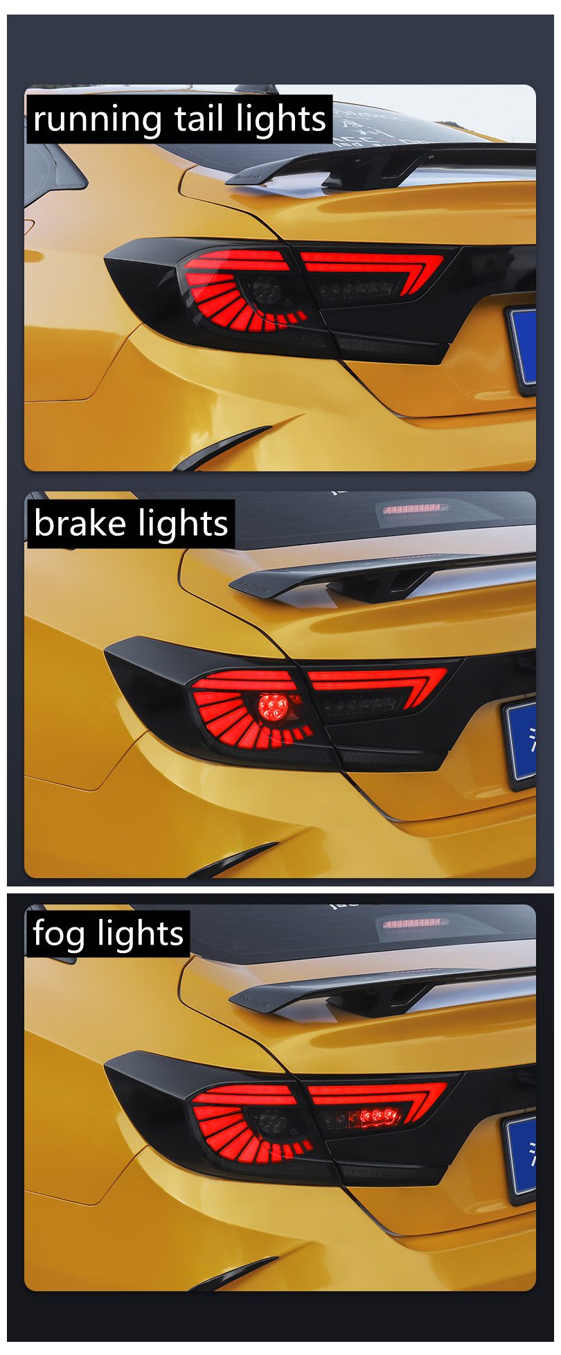 car parts rear lights for Honda Accord G10 LED Tail Light 18-22 Accord-X DRL turn signal fog reversing brake light