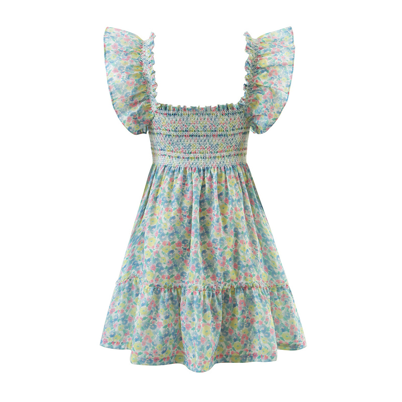 Sexy Floral Print Ruched Elastic Body Ruffle Strap Mini Dress Sleeveless Short Tank Dresses Holiday Woman Robe 220511