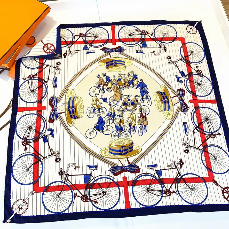 Scarves 100% Twill Silk Scarf Women Brand Bandana Handmade Curled Foulard 90cm Bicycle Printed Head Hijab Square Shawl
Scarves 100% Twill Silk Scarf Women Brand Bandana Handmade Curled Foulard 90cm Bicycle Printed Head Hijab Square Shawl