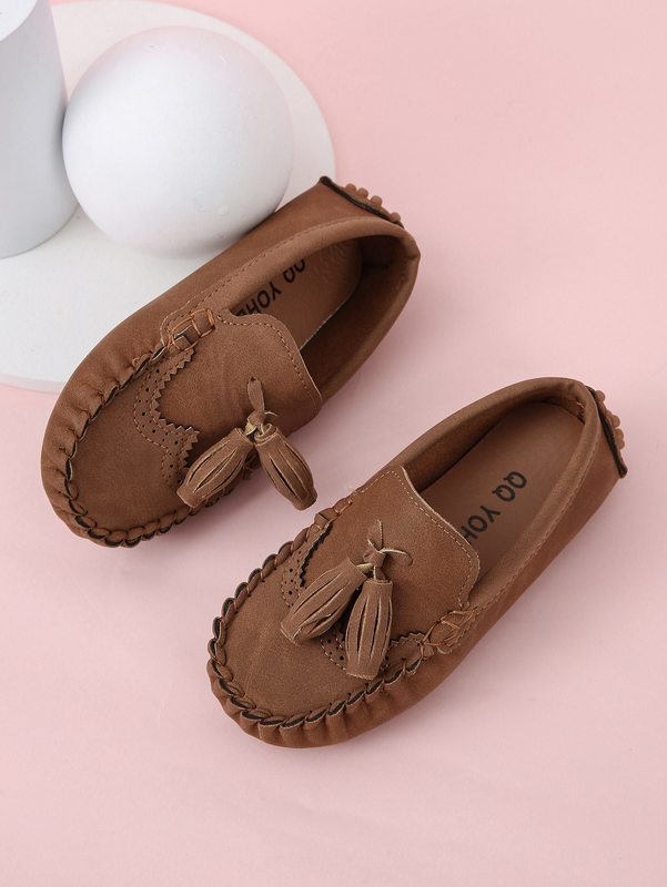 Boys Wingtip Detail Tassel Decor Loafers SHE