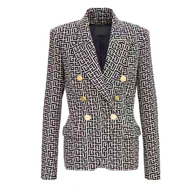 Blazer Women Geometric Jacquard 2022 New Designer Jacket Double Breasted Gold Lion Buttons Black Pink Blazers High Quality J220813, Black coat
Blazer Women Geometric Jacquard 2022 New Designer Jacket Double Breasted Gold Lion Buttons Black Pink Blazers High Quality J220813, Black coat