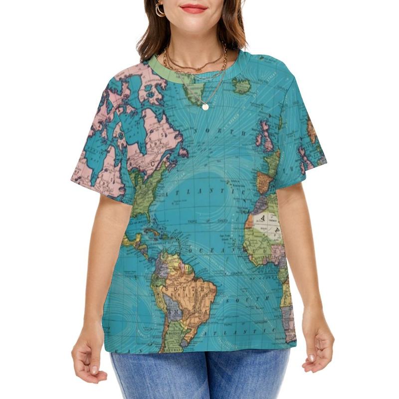 Women's Plus Size T-Shirt Vintage Map Print T Shirts The World 1897 Classic Shirt Short-Sleeve Woman Modern Tshirt Summer Graphic Tops SizeW, Style-14
Women's Plus Size T-Shirt Vintage Map Print T Shirts The World 1897 Classic Shirt Short-Sleeve Woman Modern Tshirt Summer Graphic Tops SizeW, Style-14