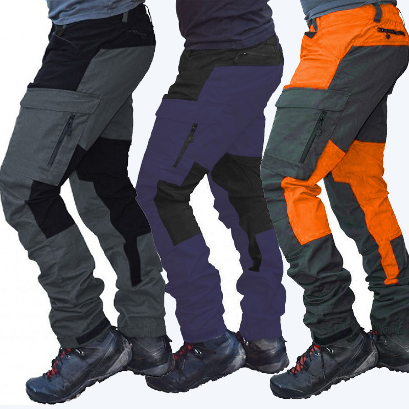 Mens Pants SCIONE Casual Men Fashion Color Block Multi Pockets Sports Long Carg 220823