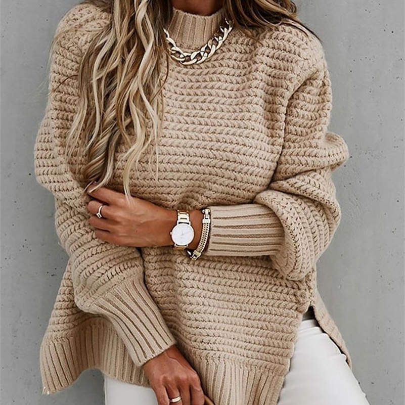Autumn Winter Women Knitted Sweater Mock Neck Casual Loose Basic Pullovers Warm Elegant Solid Batwing Sleeve Side Split Tops 220813, Red sweater
Autumn Winter Women Knitted Sweater Mock Neck Casual Loose Basic Pullovers Warm Elegant Solid Batwing Sleeve Side Split Tops 220813, Red sweater