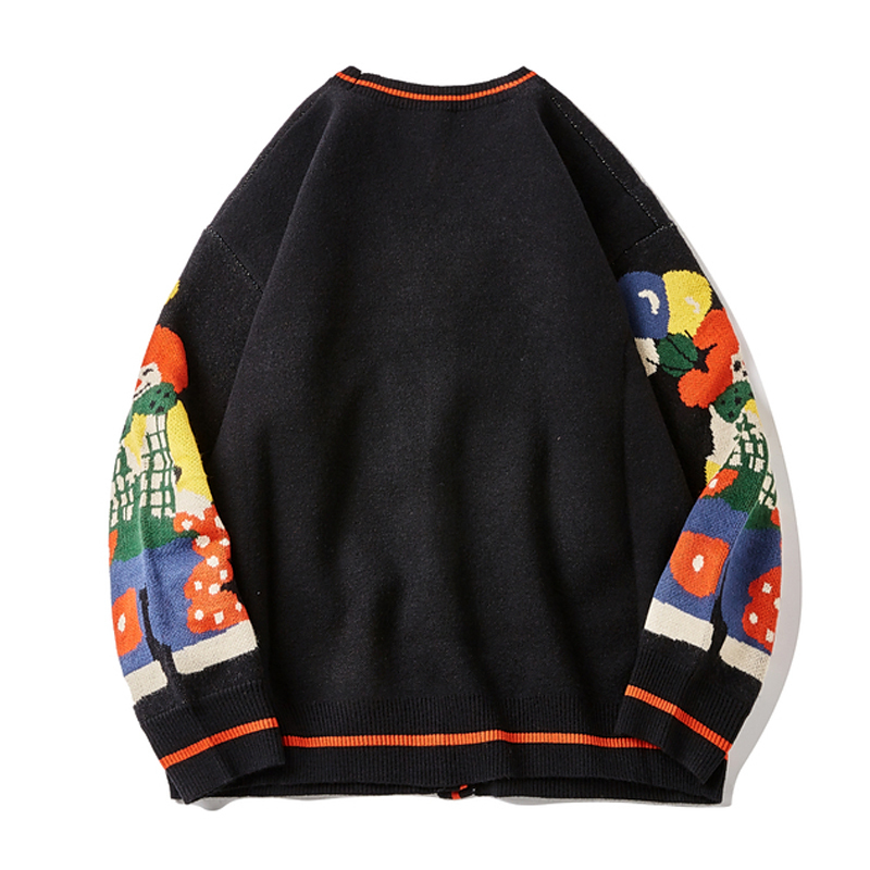 Men's Sweaters Christmas Knitted Sweater Women Cardigan Oversized Streetwear Knit Jumper Funny Clown Print Cotton Men's Harajuku Knit Coats 
