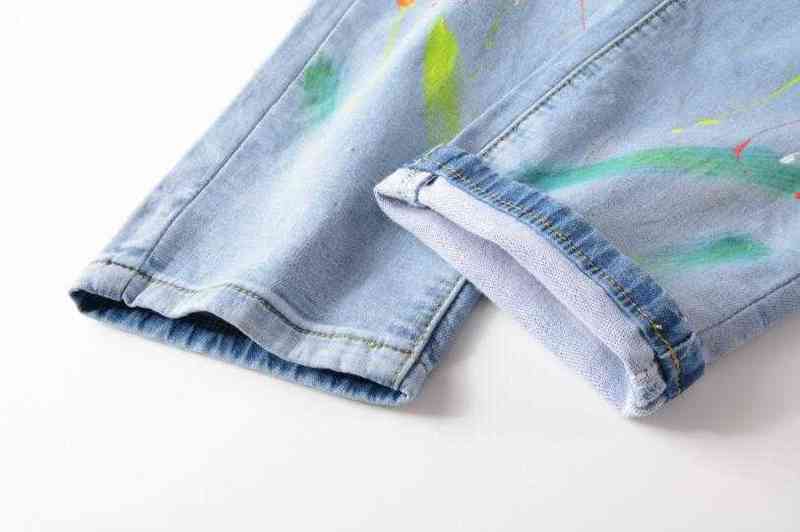 Men Ligh Blue Denim Jeans Holes Long Jeans Good Quality Men Straight Fit Stretch Jeans New Fashion Men Spring Autumn Denim Pants G220415