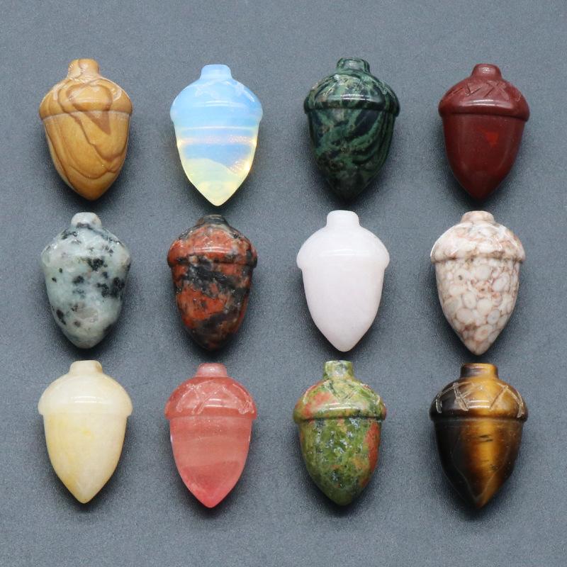 Reiki Healing Chakra Natural Stone Acorn Ornaments Quartz Mineral Crystal Tumbled Gemstone Hand Piece Home Decoration Jewelry Making Acc