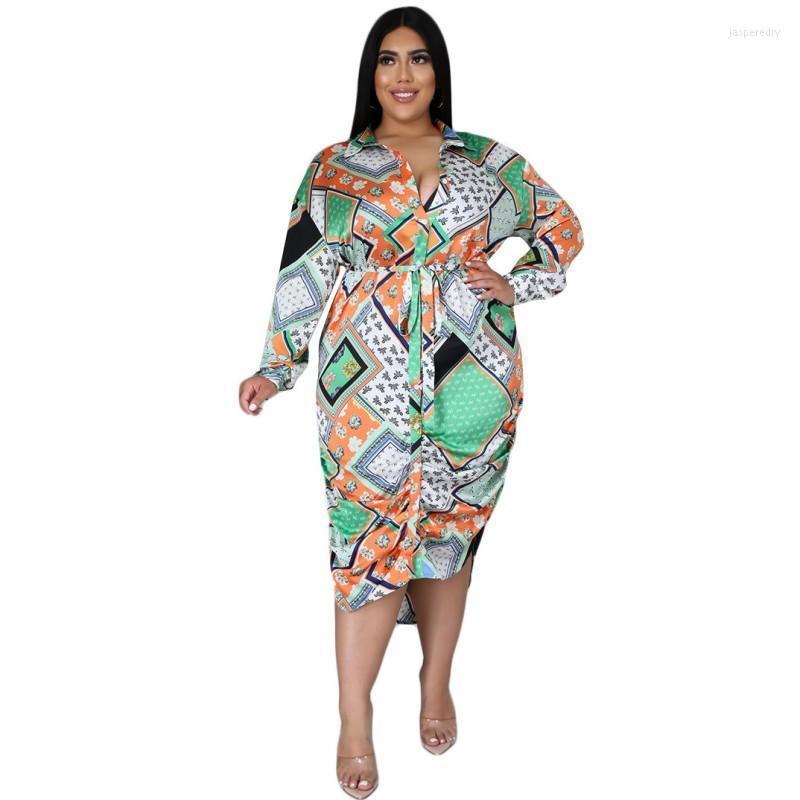 Plus Size Dresses -5XL Elegant Women Party Dress 2022 Spring Sexy Long Sleeve Blouses Shirts Female Clothing Big 4XL Jasp22, Green