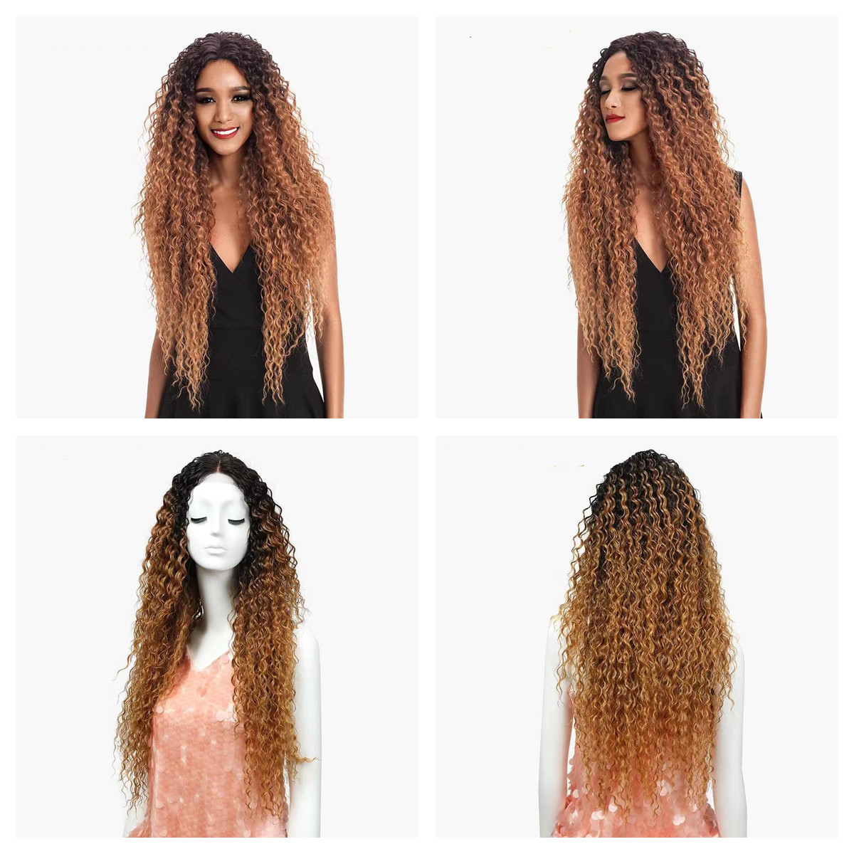 European Beauty Wig Lace Front Gradient Long Water Ripple Curly Blonde, Black
European Beauty Wig Lace Front Gradient Long Water Ripple Curly Blonde, Black