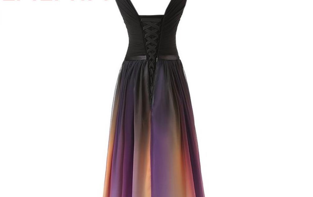 Women's Chiffon Gauze Maxi Bridesmaid Dress Back Laceup Long Formal Evening Party V neckle Dresses Sleeveless With Ribbon Rinestone Belt US4-US22