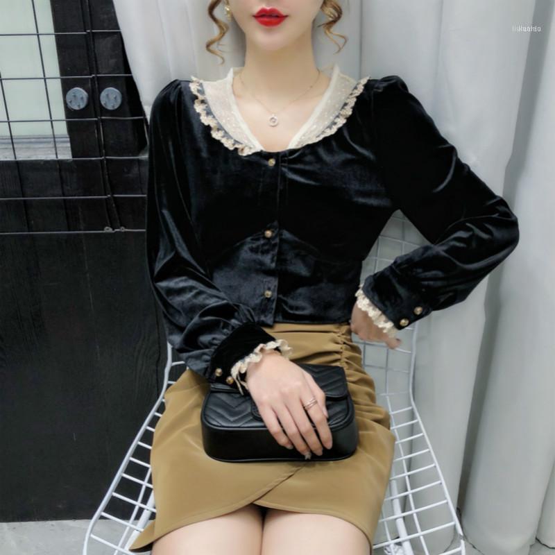Women' Blouses & Shirts 2022 Spring Velvet Shirt Blouse Western Style Long-Sleeved Lace Patchwork Vintage Black Women Sexy Tops
Women' Blouses & Shirts 2022 Spring Velvet Shirt Blouse Western Style Long-Sleeved Lace Patchwork Vintage Black Women Sexy Tops