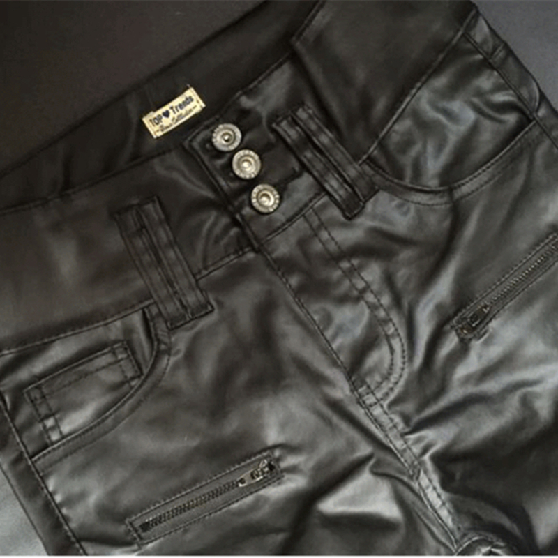 LOGAMI Women Pu Leather Pants Black Sexy Stretch Bodycon Trousers High Waist Long 220325