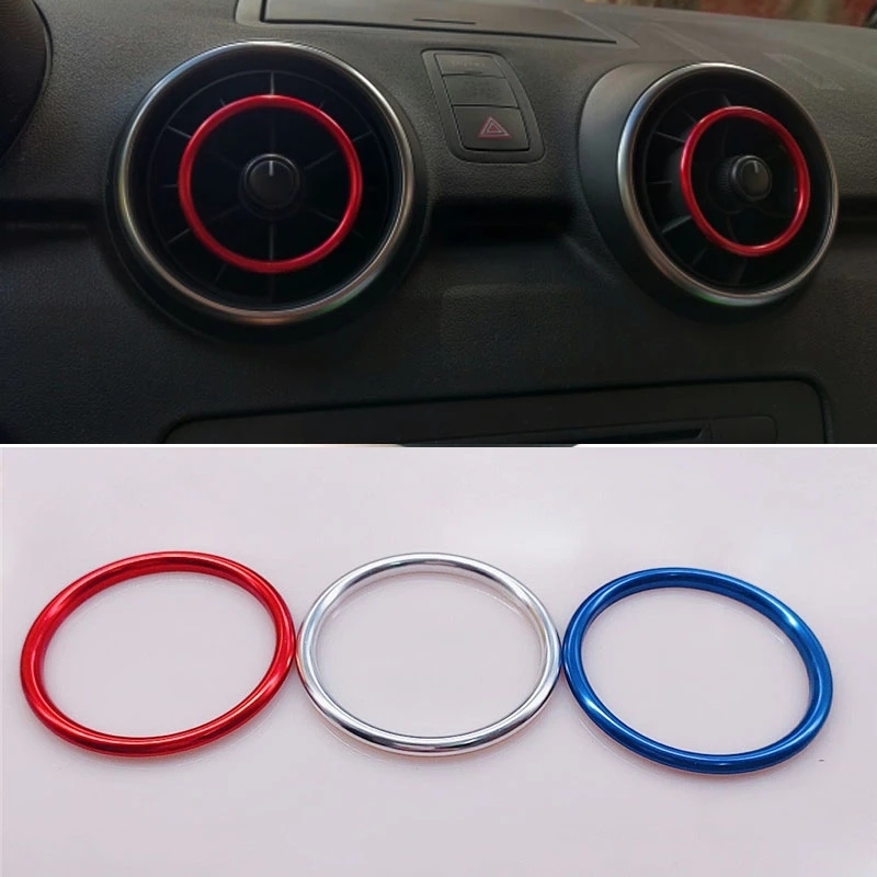 Car Accessories Parts 4Pcs For Audi A1 2010-2017 Aluminium Alloy Air Outlet Sticker Instrument Panel Air Outlet Decoration Ring