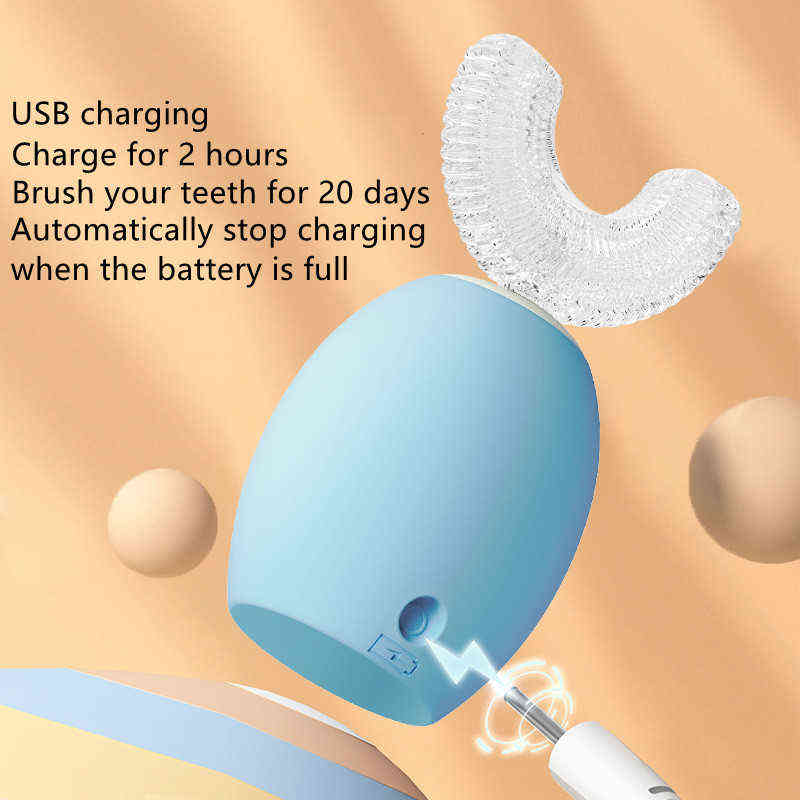 Toothbrush Sonic Children Electric Toothbrush Kids U-shaped 360 Degrees Silica Gel Usb Charging Ultrasonic Smart 0511