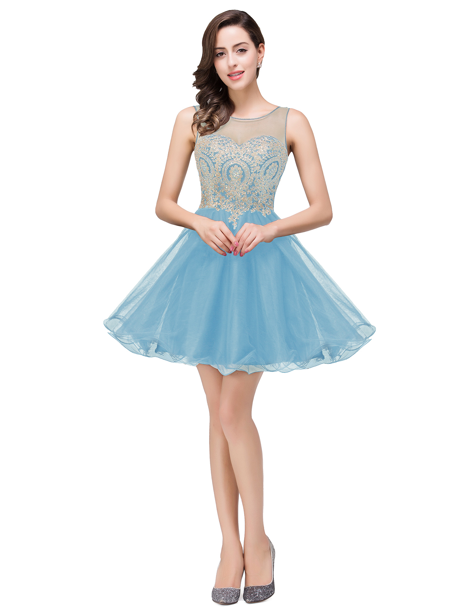 Little Black Short Homecoming Dresses Gold Appliques A Line Ruffles Knee Length Mini Prom Tail Graduation Gowns Multiple Colors Option Cps362 0531