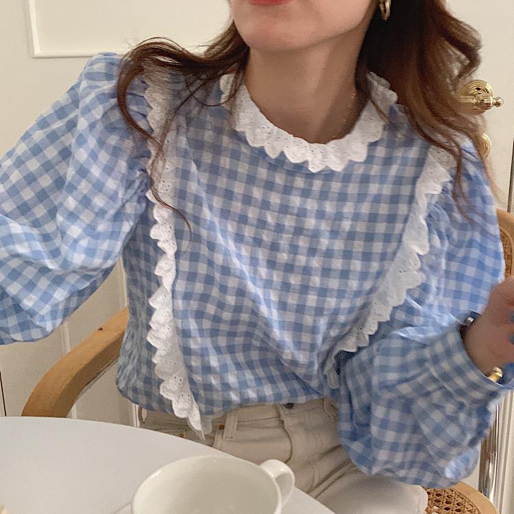 Women's Blouses & Shirts 2022 Autumn Women Cute Blue Plaid Blouse Ruffled Collar Sweet Cotton Shirt Ladies Tops Chemise Blusa Mujer
Women's Blouses & Shirts 2022 Autumn Women Cute Blue Plaid Blouse Ruffled Collar Sweet Cotton Shirt Ladies Tops Chemise Blusa Mujer