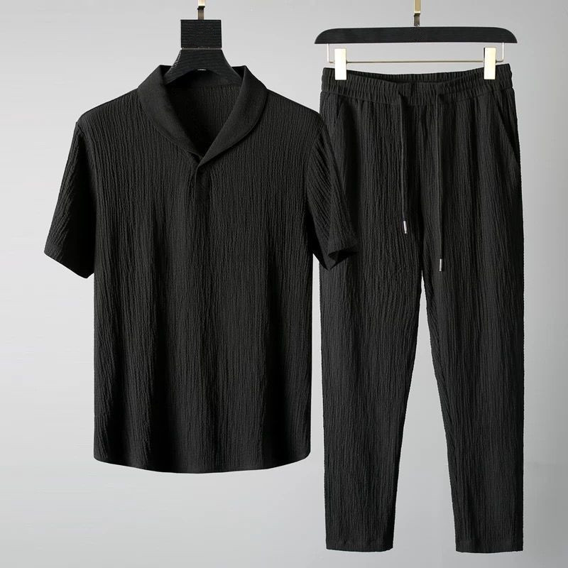 Shirt trousers summer men fashion classic shirt s business casual shirts A set of clothes size M 4XL 220615