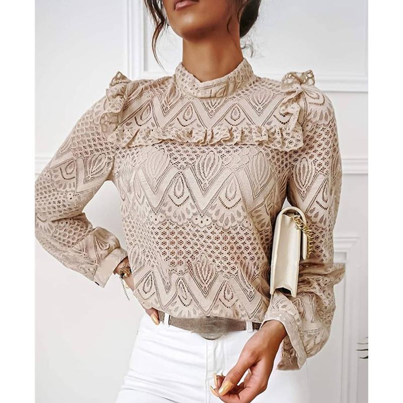 Women' Blouses & Shirts FY Ruffle Blouse Tops Women Autumn Lady Elegant Solid Color Long Sleeve Casual Hollow Out Blusa Femininas, As photo shows
Women' Blouses & Shirts FY Ruffle Blouse Tops Women Autumn Lady Elegant Solid Color Long Sleeve Casual Hollow Out Blusa Femininas, As photo shows