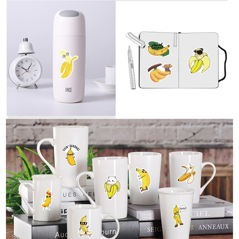 60pcs Animal Cute Banana fruit Stickers For Laptop Stationery Suitcase Ipad Graffiti Sticker Scrapbooking Material Craft Supplies