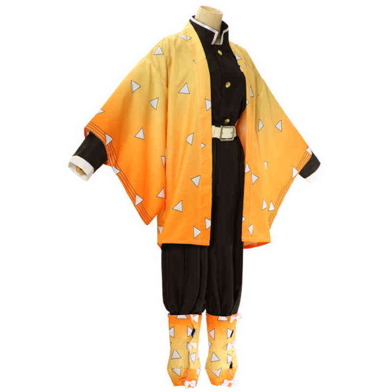 Anime Demon Slayer Kimetsu no Yaiba Agatsuma Zenitsu Kimono Halloween Clothes Cosplay Costume AA220324