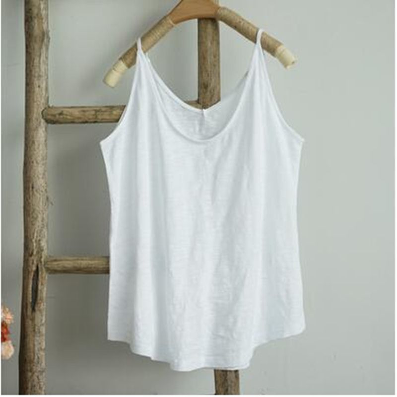 Casual 100% Cotton Top Women Summer Vintage Solid Loose Sleeveless Korean Harajuku Female Tank Tops For Girls 220325