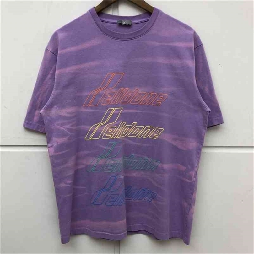 Tie dye Welldone T-shirt Men Women Top Version Rainbow Letters T shirt WE11DONE 210420