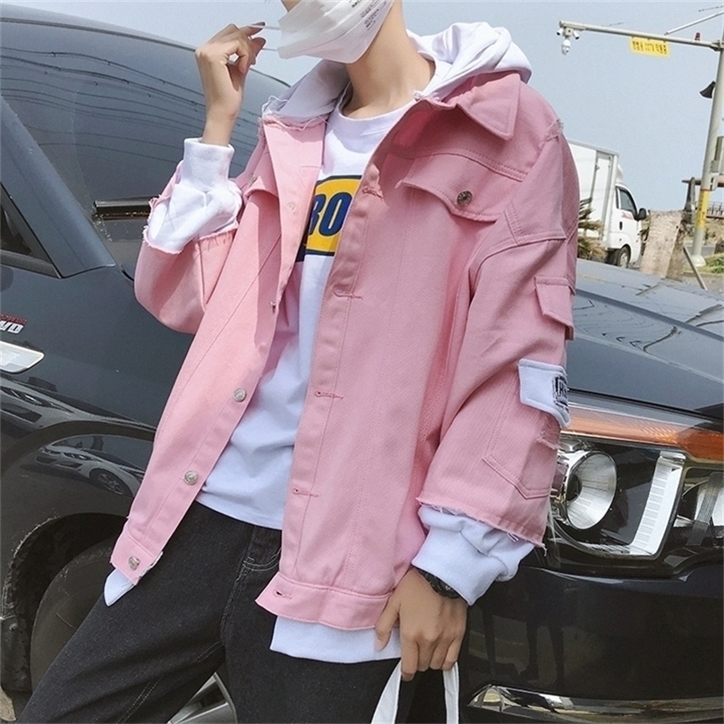 Wholesale Spring autumn pink denim cotton jacket men's hooded loose handsome teenagers jacket male students loose coat 201127, Black
Wholesale Spring autumn pink denim cotton jacket men's hooded loose handsome teenagers jacket male students loose coat 201127, Black