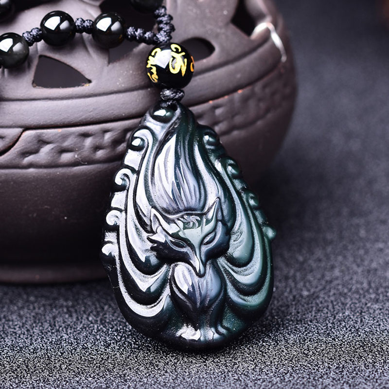 Drop Natural Rainbow Obsidian Fox Pendant Nine-tailed Fox Crystal Necklace For Men Women Lucky
Drop Natural Rainbow Obsidian Fox Pendant Nine-tailed Fox Crystal Necklace For Men Women Lucky