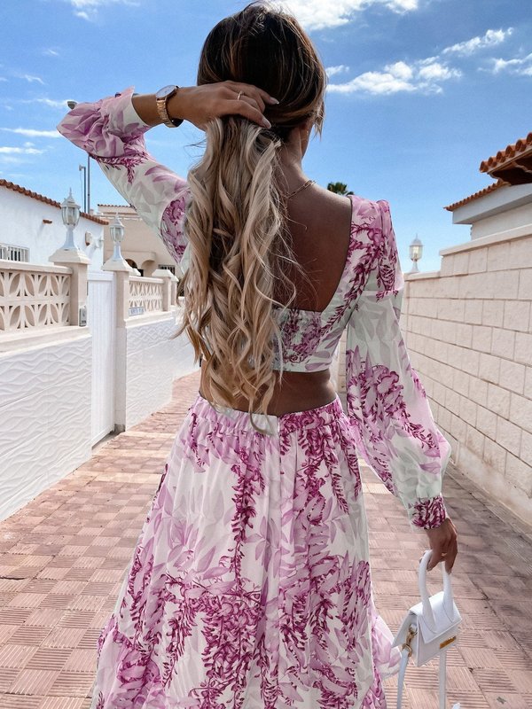 Women Boho Maxi Dress Summer Sexy V-Neck Hollow Out Lantern Sleeve Party Club Dresses Backless Beach Cover Up Female Robe Dress 220627