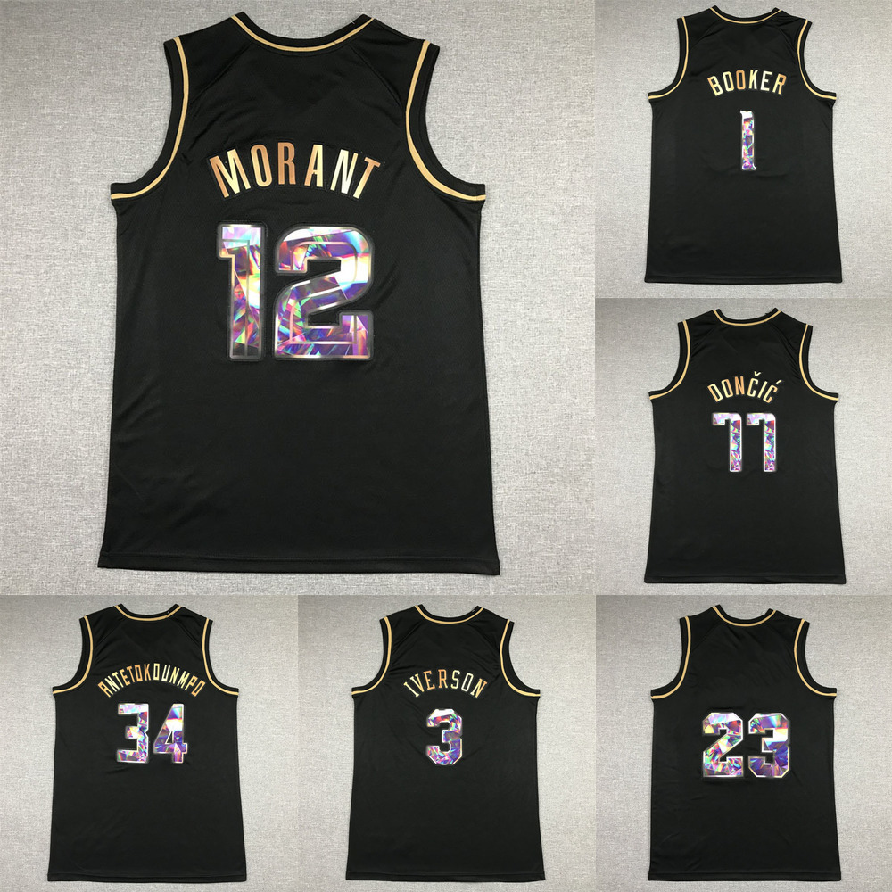 12''Morant''Diamond Edition Black Gold Basketball Men''nba''Jersey 3''Iverson''Doncic''77, #24
12''Morant''Diamond Edition Black Gold Basketball Men''nba''Jersey 3''Iverson''Doncic''77, #24