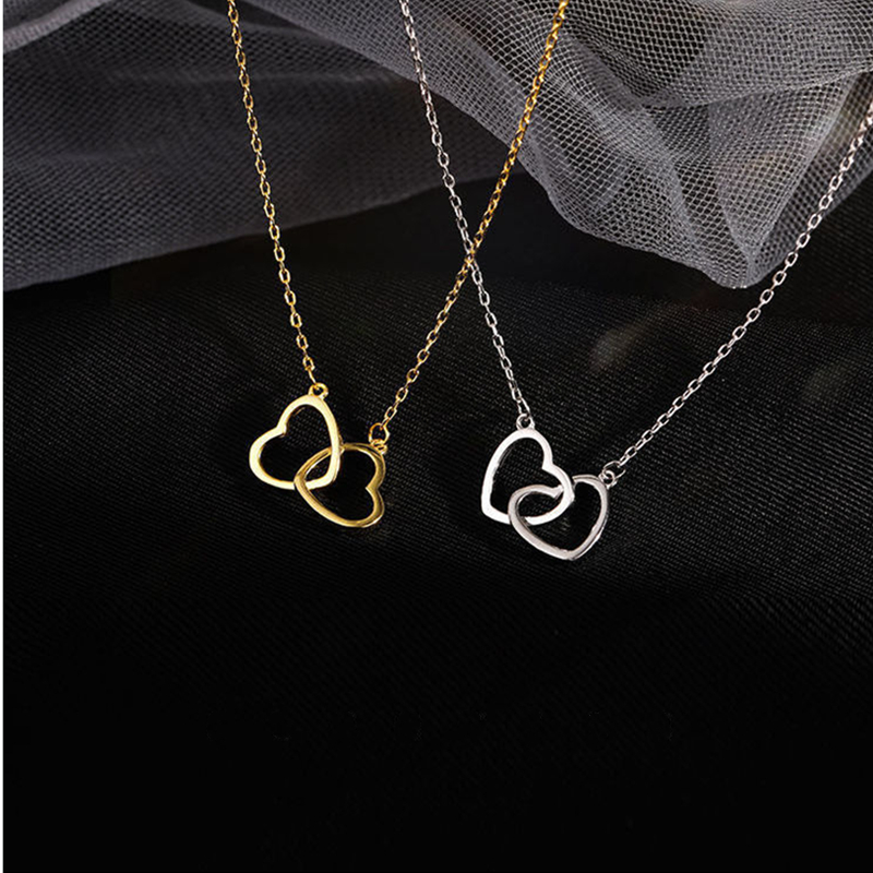 Double Heart Pendant Necklaces Titanium Steel Love Charm Link Chain Necklace Women Fashion Simple Gold Silver Designer Clavicle Choker Jewelry Not Fade No Allergy
Double Heart Pendant Necklaces Titanium Steel Love Charm Link Chain Necklace Women Fashion Simple Gold Silver Designer Clavicle Choker Jewelry Not Fade No Allergy
