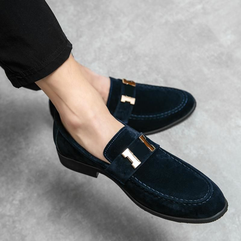 Loafers Men Shoes Faux Suede Metal Solid Color Slip on Round Head Flat Bottom Casual Business Chaussure Homeme DP242, Black
Loafers Men Shoes Faux Suede Metal Solid Color Slip on Round Head Flat Bottom Casual Business Chaussure Homeme DP242, Black