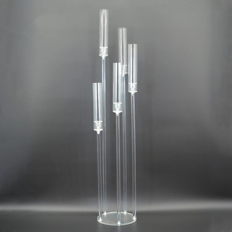 Acrylic Candelabra All Clear Candle Holders Wedding party Candlesticks Table Centerpieces Flower Stand Holder Big Candelabrum