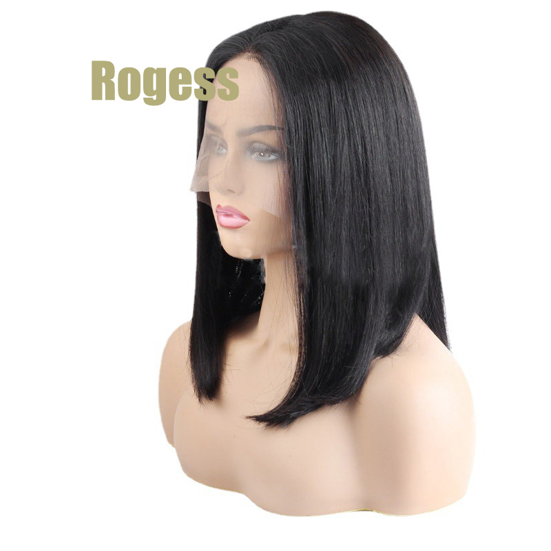 Rogess Fashion Short Straight Lace Bob Wig 150% Density Human Hair Natural wigs 8inch 10inch 12inch 14inch