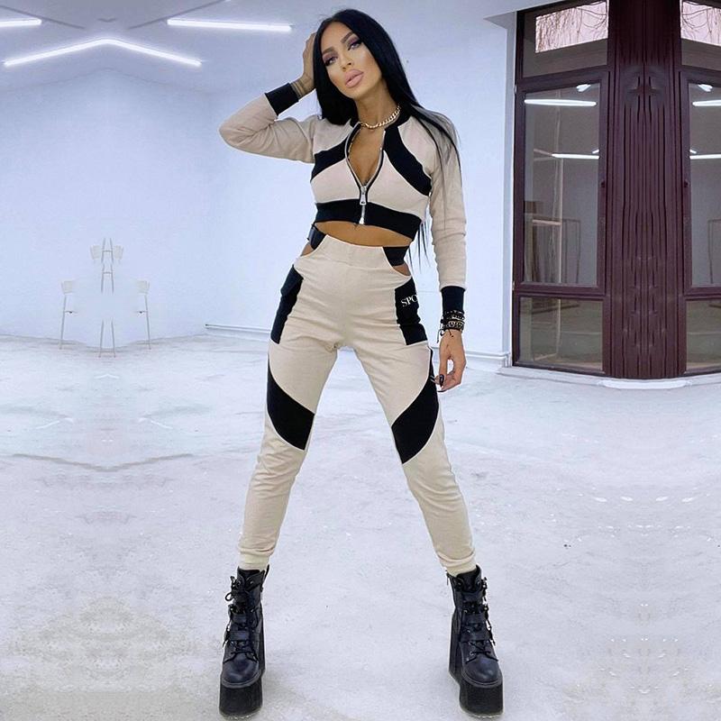 Women' Two Piece Pants Oshoplive Color-Block Zipper Slim Leisure Long Sleeve Hollow Athletic Sport Suits Women Fashion Sexy Tight Sportswea, Apricot
Women' Two Piece Pants Oshoplive Color-Block Zipper Slim Leisure Long Sleeve Hollow Athletic Sport Suits Women Fashion Sexy Tight Sportswea, Apricot