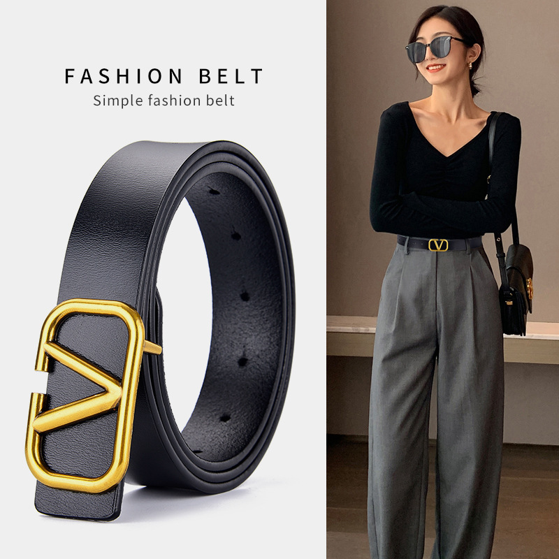 Belt women's simple fashion ins style Korean v-buckle decorative thin belt summer jeans straight belt, Black
Belt women's simple fashion ins style Korean v-buckle decorative thin belt summer jeans straight belt, Black