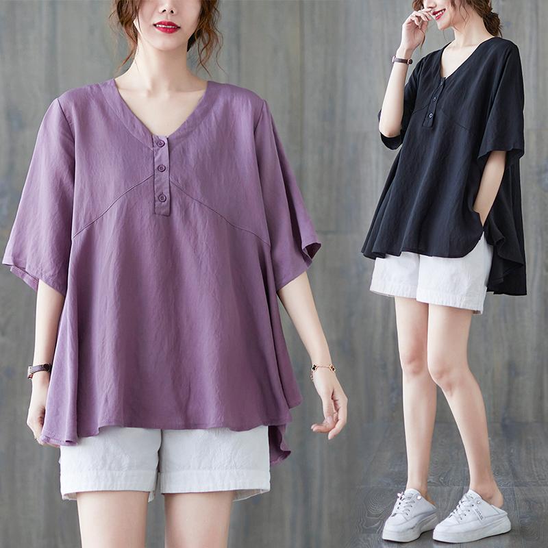 Women's T-Shirt Women's Summer Loose Korean Version Thin Solid Color V-neck Half Sleeve Top FashionWomen's, Black
Women's T-Shirt Women's Summer Loose Korean Version Thin Solid Color V-neck Half Sleeve Top FashionWomen's, Black