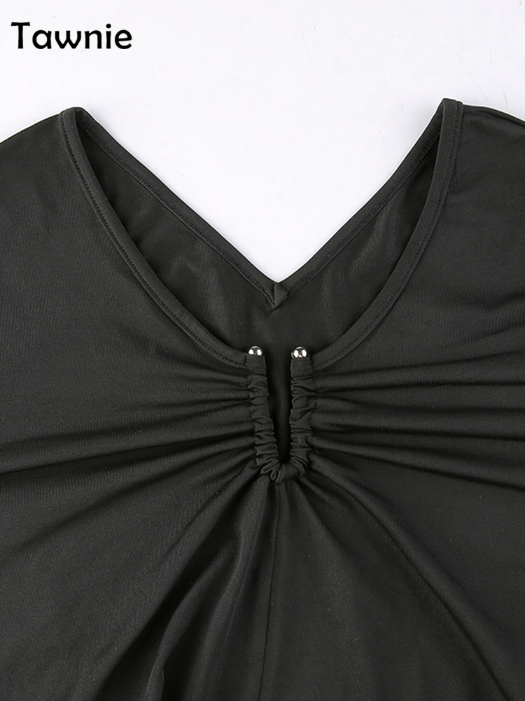 Gitana Vintage Flared Sleeve T Shirt Woman V Neck Slim Crop Top Kawaii Tee Shirts Tops Autumn Female Clothing Fairy Grunge 220328