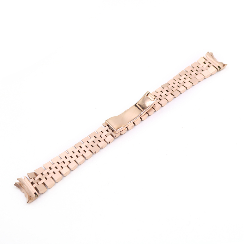 Rolamy 20mm 316L Stainless Steel Jubilee Silver Two Tone Rose Gold Wrist Watch Strap Bracelet Solid Screw Links Curved End 220811