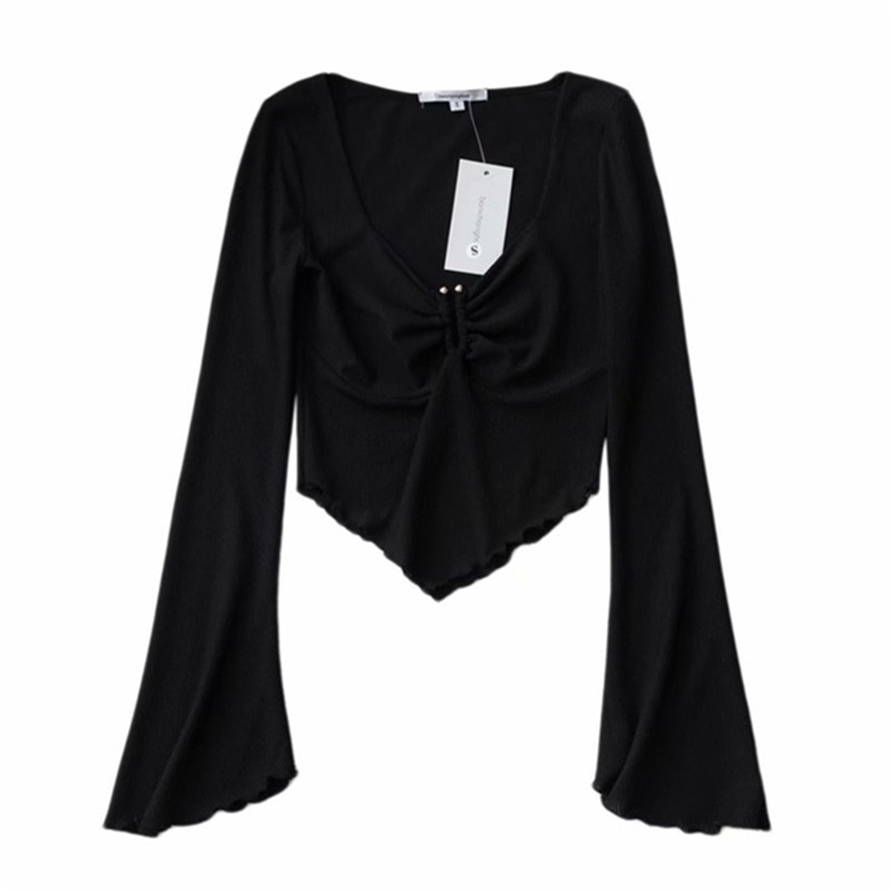 Summer retro threaded trumpet sleeves micro beam corset V neck T shirt women sexy fungus pleated short top women 220401, White
Summer retro threaded trumpet sleeves micro beam corset V neck T shirt women sexy fungus pleated short top women 220401, White